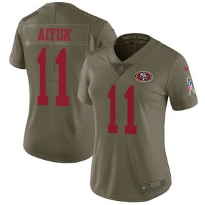 Exceptional 49ers #11 Brandon Aiyuk Olive Women's Stitched NFL Limited 2017 Salute To Service Jersey