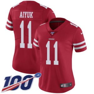 Exceptional 49ers #11 Brandon Aiyuk Red Team Color Women's Stitched NFL 100th Season Vapor Untouchable Limited Jersey