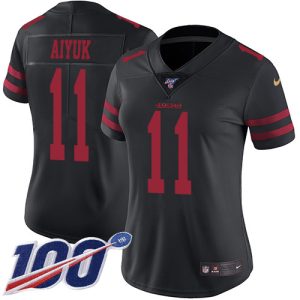 Outstanding 49ers #11 Brandon Aiyuk Black Alternate Women's Stitched NFL 100th Season Vapor Untouchable Limited Jersey