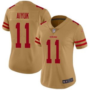 Outstanding 49ers #11 Brandon Aiyuk Gold Women's Stitched NFL Limited Inverted Legend Jersey