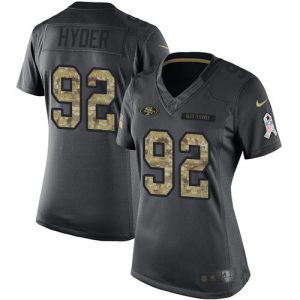 Exceptional 49ers #92 Kerry Hyder Black Women's Stitched NFL Limited 2016 Salute to Service Jersey