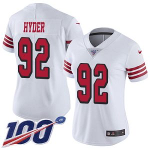 Superb 49ers #92 Kerry Hyder White Women's Stitched NFL Limited Rush 100th Season Jersey