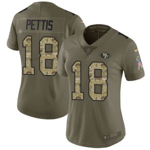 Outstanding 49ers #18 Dante Pettis Olive/Camo Women's Stitched NFL Limited 2017 Salute to Service Jersey