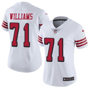 Outstanding San Francisco 49ers #71 Trent Williams White Women's Stitched NFL Limited Rush Jersey