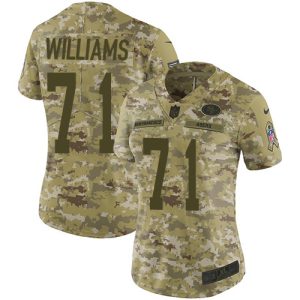 Superb San Francisco 49ers #71 Trent Williams Camo Women's Stitched NFL Limited 2018 Salute To Service Jersey