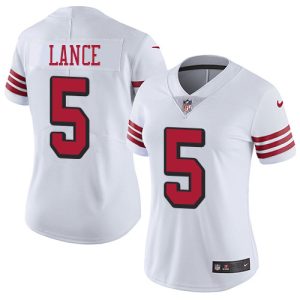 Finest San Francisco 49ers #5 Trey Lance White Women's Stitched NFL Limited Rush Jersey