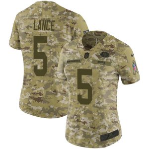 High - quality San Francisco 49ers #5 Trey Lance Camo Women's Stitched NFL Limited 2018 Salute To Service Jersey