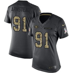 Finest 49ers #91 Arik Armstead Black Women's Stitched NFL Limited 2016 Salute to Service Jersey