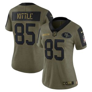 Exceptional San Francisco 49ers #85 George Kittle Olive Women's 2021 Salute To Service Limited Player Jersey