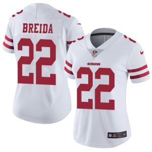 Premium 49ers #22 Matt Breida White Women's Stitched NFL Vapor Untouchable Limited Jersey