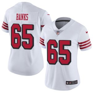 Delightful 49ers #65 Aaron Banks White Rush Women's Stitched NFL Vapor Untouchable Limited Jersey