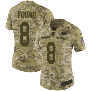Superb 49ers #8 Steve Young Camo Women's Stitched NFL Limited 2018 Salute to Service Jersey