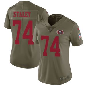 Amazing 49ers #74 Joe Staley Olive Women's Stitched NFL Limited 2017 Salute to Service Jersey