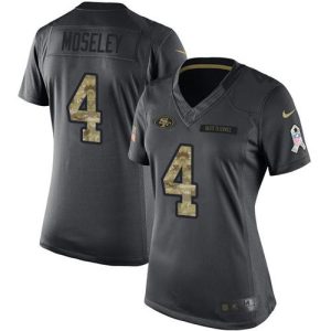 Delightful 49ers #4 Emmanuel Moseley Black Women's Stitched NFL Limited 2016 Salute to Service Jersey
