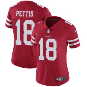 Exceptional 49ers #18 Dante Pettis Red Team Color Women's Stitched NFL Vapor Untouchable Limited Jersey