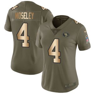 Exceptional San Francisco 49ers #4 Emmanuel Moseley Olive/Gold Women's Stitched NFL Limited 2017 Salute To Service Jersey