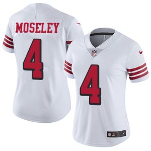 Premium 49ers #4 Emmanuel Moseley White Women's Stitched NFL Limited Rush Jersey