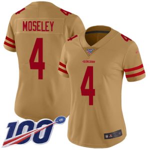 Impressive 49ers #4 Emmanuel Moseley Gold Women's Stitched NFL Limited Inverted Legend 100th Season Jersey