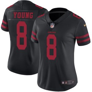 Amazing 49ers #8 Steve Young Black Alternate Women's Stitched NFL Vapor Untouchable Limited Jersey