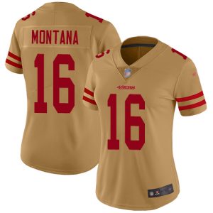 Premium 49ers #16 Joe Montana Gold Women's Stitched NFL Limited Inverted Legend Jersey