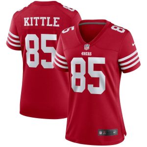 Superb San Francisco 49ers #85 George Kittle Scarlet Women's 2022-23 NFL Game Jersey