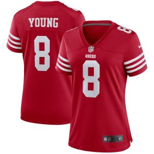 Delightful San Francisco 49ers #8 Steve Young Scarlet Women's 2022-23 NFL Game Jersey