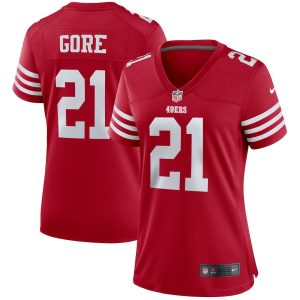 High - quality San Francisco 49ers #21 Frank Gore Scarlet Women's 2022-23 NFL Game Jersey