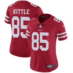 High - quality 49ers #85 George Kittle Red Team Color Women's Stitched NFL Vapor Untouchable Limited Jersey