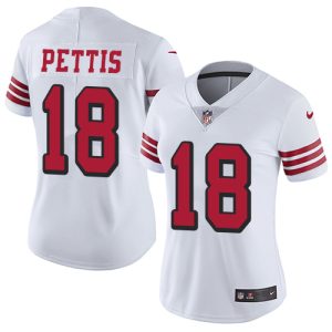 Impressive 49ers #18 Dante Pettis White Rush Women's Stitched NFL Vapor Untouchable Limited Jersey