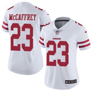 Exceptional 49ers #23 Christian McCaffrey White Women's Stitched NFL Vapor Untouchable Limited Jersey