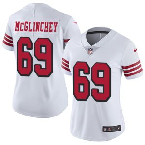 Amazing 49ers #69 Mike McGlinchey White Rush Women's Stitched NFL Vapor Untouchable Limited Jersey