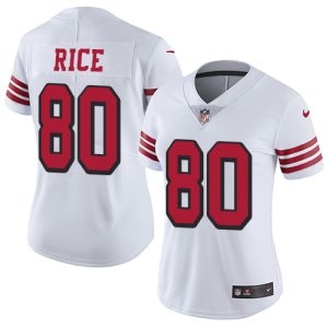 Finest 49ers #80 Jerry Rice White Rush Women's Stitched NFL Vapor Untouchable Limited Jersey