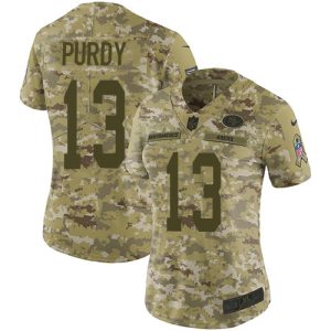 Superb 49ers #13 Brock Purdy Camo Women's Stitched NFL Limited 2018 Salute To Service Jersey
