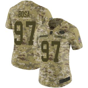 Finest 49ers #97 Nick Bosa Camo Women's Stitched NFL Limited 2018 Salute to Service Jersey