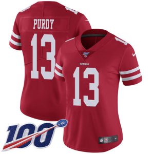 Finest 49ers #13 Brock Purdy Red Team Color Women's Stitched NFL 100th Season Vapor Limited Jersey