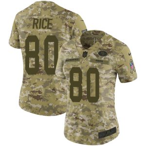Delightful 49ers #80 Jerry Rice Camo Women's Stitched NFL Limited 2018 Salute to Service Jersey