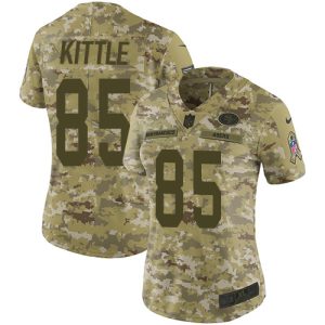 High - quality 49ers #85 George Kittle Camo Women's Stitched NFL Limited 2018 Salute to Service Jersey