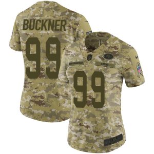 Finest 49ers #99 DeForest Buckner Camo Women's Stitched NFL Limited 2018 Salute to Service Jersey