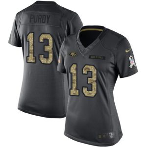 Premium 49ers #13 Brock Purdy Black Women's Stitched NFL Limited 2016 Salute to Service Jersey
