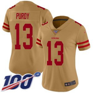 High - quality San Francisco 49ers #13 Brock Purdy Gold Women's Stitched NFL Limited Inverted Legend 100th Season Jersey