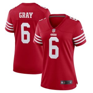 Impressive San Francisco 49ers #6 Danny Gray Scarlet Women's 2022-23 NFL Game Jersey