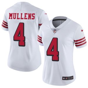 Premium 49ers #4 Nick Mullens White Rush Women's Stitched NFL Vapor Untouchable Limited Jersey