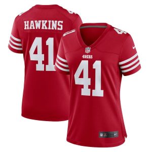 Fantastic San Francisco 49ers #41 Tayler Hawkins Scarlet Women's 2022-23 NFL Game Jersey