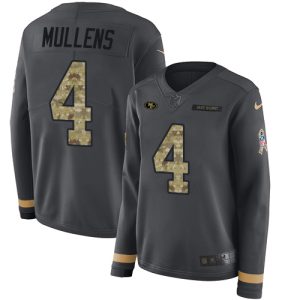 Amazing 49ers #4 Nick Mullens Anthracite Salute to Service Women's Stitched NFL Limited Therma Long Sleeve Jersey