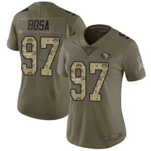 Amazing 49ers #97 Nick Bosa Olive/Camo Women's Stitched NFL Limited 2017 Salute to Service Jersey