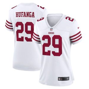 Finest San Francisco 49ers #29 Talanoa Hufanga White Women's 2022-23 NFL Game Jersey