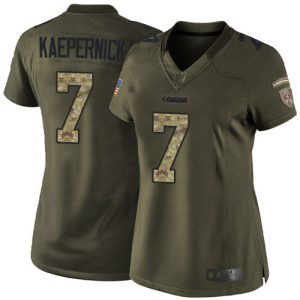 Amazing 49ers #7 Colin Kaepernick Green Women's Stitched NFL Limited 2015 Salute to Service Jersey