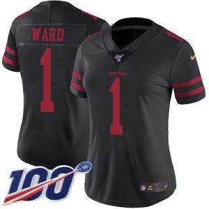 High - quality 49ers #1 Jimmie Ward Black Alternate Women's Stitched NFL 100th Season Vapor Limited Jersey
