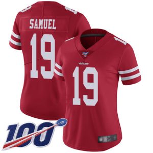 Impressive 49ers #19 Deebo Samuel Red Team Color Women's Stitched NFL 100th Season Vapor Limited Jersey