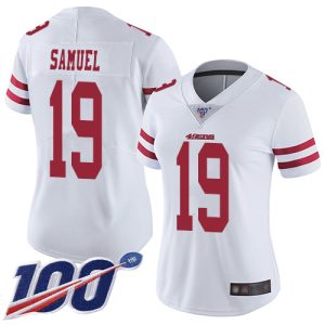 Superb 49ers #19 Deebo Samuel White Women's Stitched NFL 100th Season Vapor Limited Jersey